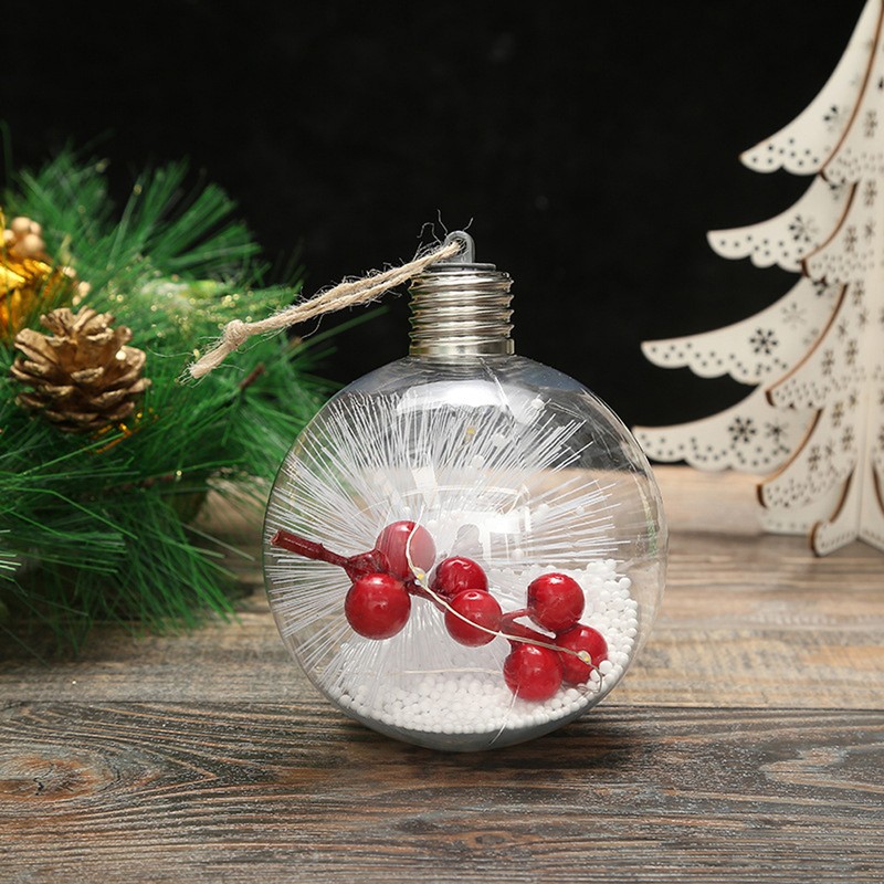 6Pcs Shining Christmas Balls with LED Light Pendants Refillable Ball