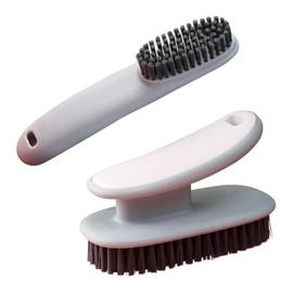 PLSMY Household Cleaning Brushes,Clothes Brush,Long and Short Brush,Soft Brush,Suitable for Wide Range of Cleaning Kitchen/Bathroom/Outdoor/Clothing,2-Piece Set.(Gray)