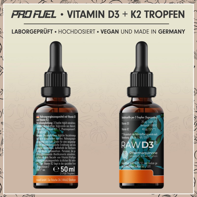 Vitamin D3 + K2 3400 Tropfen vegan - 1000 IE