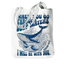 Ocean Beach Whale Shark Gifts Positive Christian Gifts for Women Religious Bible Verse Canvas Tote Bag, Reusable Grocery Bag for Shopping, Sport, Trip, Beach Totes for Women, Mom Graduation Friendship