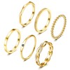 JeryWe 6PCS 14K Gold Filled Stainless Steel Stacking Rings Set