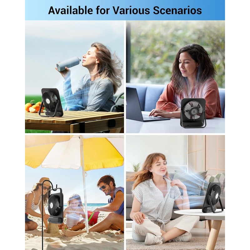 WHATOOK Small Desk Fan Personal Fans: 5000mah 25 Hours Battery