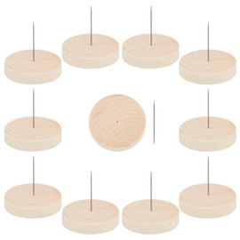 FREEBLOSS 10pcs Single Steel Needle Doll Holders Steel Needle Doll Stands Needle Felting Doll Display Holders with Wooden Base for Crochet Dolls Felting Animal Dolls