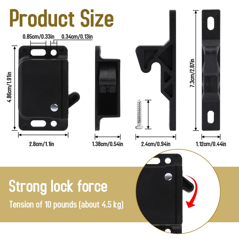 KALIONE 4 Pack RV Drawer Latches and Catches, Pull Force