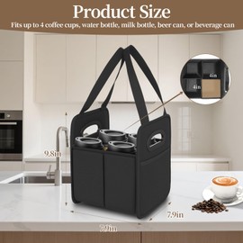 Foyego 2 Pack Drink Carrier with Handle, Reusable 4 Cup Carriers for Drinks, Portable Foldable Insulated Coffee Cup Drink Holder for Delivery and Caddy