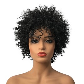 Wiginway Black Short Afro Curly Hair Wigs for Black Women Natural Looking Fashion African American Wigs Synthetic 8 Inch