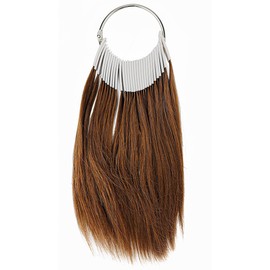 Qerutk 30pcs Brown Hair Color Swatches 100% Human Hair Rings Samples Hair Color Testing for Salon Supplies Barber Haircolour Testing Home Shop Hairdressing Extensions (6 Degree Color)