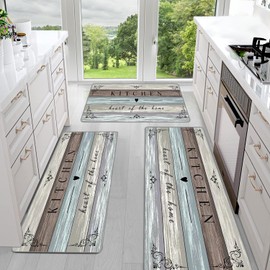 Sofort Farmhouse Kitchen Rugs Set of 3, Non Slip Washable Kitchen Mats for Floor, Rugs for Kitchen Floor, Hallways, Entryway, Laundry, Grey