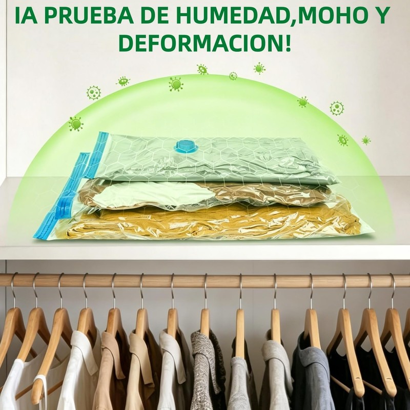 8 Piezas Bolsas de Almacenamiento al Vacío con Bomba Eléctrica
