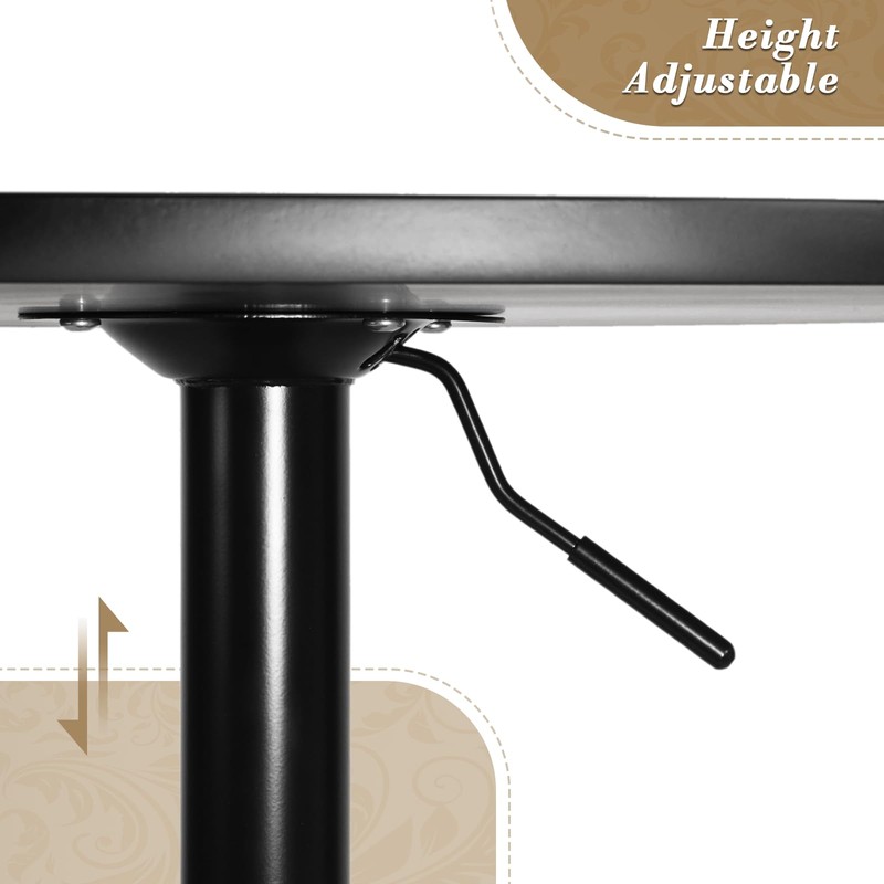 Athena Collection Modern Bar Table Round Top Height Adjustable, Tall