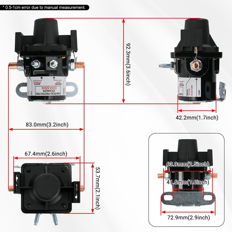 ZJTBLL 0100055000 Battery Disconnect Relay for RV - 12V Latching