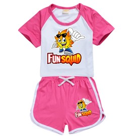OAIXIUR Fun Merch Girls' Fashion Comfortable Shorts and Top 2Pcs Outfits(Deep Pink,5-6 Years,5 Years,6 Years)