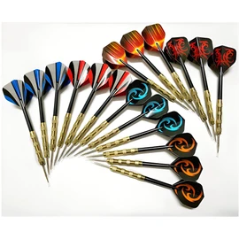 18 Pack Steel Tip Darts, Professional Darts Metal Tip Set with Aluminum Shafts, Standard Flights, Rubber O'Rings and Extra Dart Sharpener (Style-3)