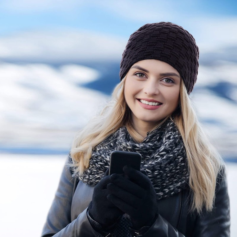 Compagno Unisex Warm Lined Beanie Hat, Knitted Hat, Winter Hat,