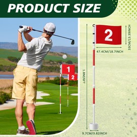 Threehoney Golf Flagstick 6ft, Golf Pin Flag Hole Cup Set Putting Green Flags and Poles Numbered Golf Flags for Driving Range Backyard, Portable 5 Section Design for Golf Practice, Gift Idea(2 Pack)
