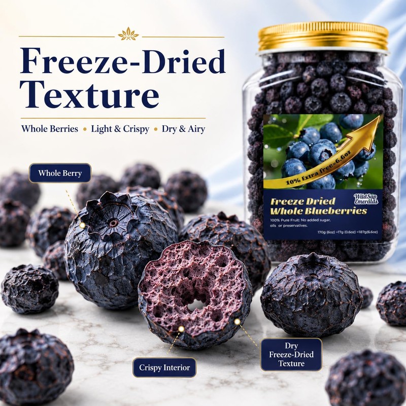 Freeze-Dried Whole Blueberries (6.6 oz / 187g) - Natural Crunchy