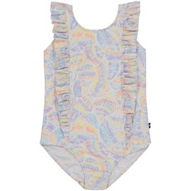 Nautica Girls' One-Piece Swimsuit with UPF 50+ Sun Protection, Quick Drying Bathing Suit, White Shell Ruffle