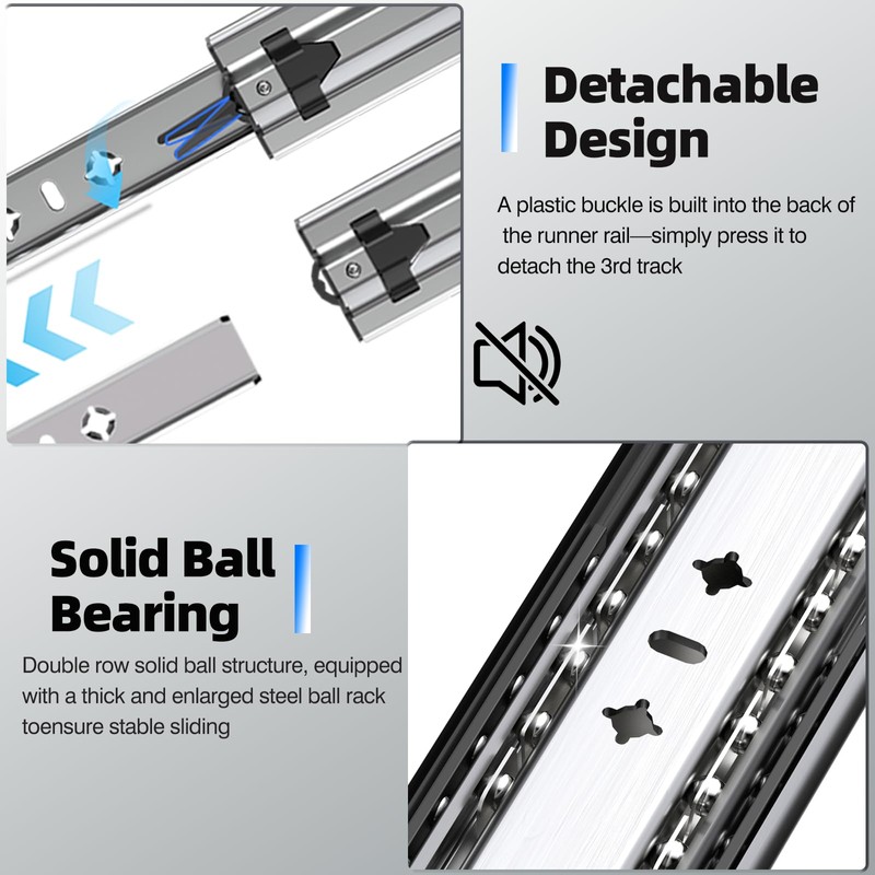 VITERLYNX 3/4" Thick 300Lbs Soft Close Heavy Duty Drawer Slides