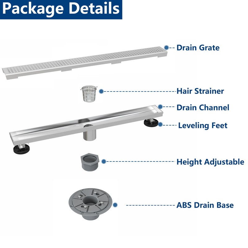 Neodrain 18-Inch Brushed Linear Shower Drain,Stainless Steel Linear Drain with
