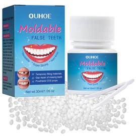30ml Tooth Repair Kit - Teeth Replacement with Moldable Heat Fit Beads for Temporary Restoration of Missing or Broken Teeth and Dentures, Including Clear Instructions and Plastic Clip