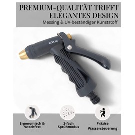 LIVLIG Garden Sprayer, Hose Connection Set, 1/2 Inch, Made of Plastic and Brass, Premium Garden Hose Syringe, Cleaning Syringe, Anthracite