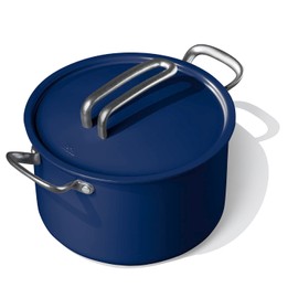 Nontoxic, nonstick BPA-free Risa kitchen stock pot with lid and pot holders for gas, electric, & induction stove - Deep Blue