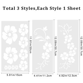 GORGECRAFT 3 Styles Hibiscus Flower Car Stickers, Hawaiian Stickers and Decals, White Reflective Hibiscus Branch Stickers, Waterproof Vinyl Automobile Exterior Decoration for Truck, Motorcycle Doors