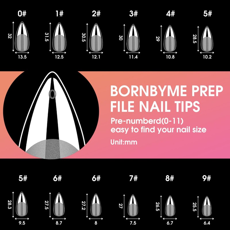 Medium Stiletto Soft Gel Nail Tips, BORNBYME 240 PCS Pre