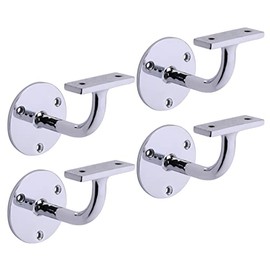 HANDLEZONE® 4 Pack Heavy Duty Handrail Bracket for Stair Bannister, Wood and Steel Handrail - Polished Chrome
