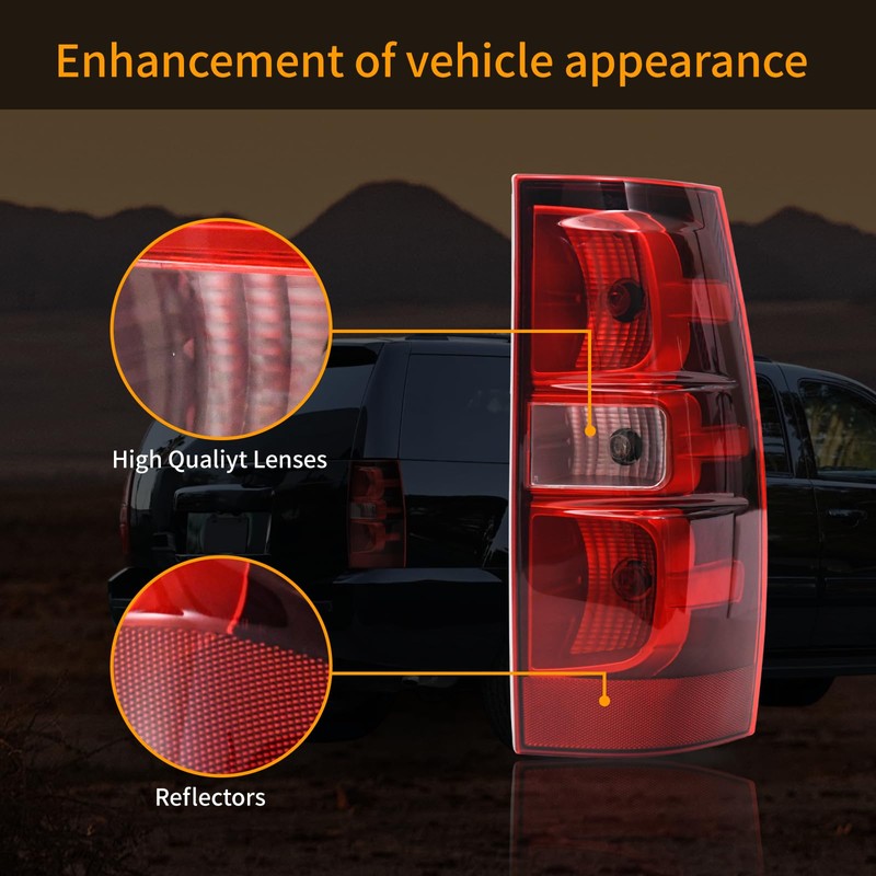 Tektend Tail Light Assembly Compatible with 2007-2014 Chevy Suburban/Tahoe Tail
