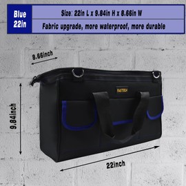 FASTECH 22 Inch Tool Bag, Waterproof Wide Mouth Tool Kit, Big Tool Bag, Heavy Duty Tool Bag Organizer, Tool Storage Package For Men/Women (22IN Blue)