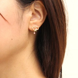 Jewelry Shop M Women's Cat Open Heart Birthstone Color Stone Earrings, Hypoallergenic bd0005, Resin Glass Brass Yellow Gold