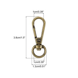 sourcing map 12 Pcs Swivel Clasp Hooks, 0.39 Inch D Ring Swivel Purse Clips for Handbag, Purse Strap Hardware for Bag Making, Push Gate Lobster Clasp, Bronze