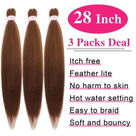 Col Bling Braiding Hair Pre Stretched, 28 Inch Long Braid Hair Extensions for Women, Box Braids Hair Yaki Texture, Knotless Easy to Install #30