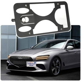 No Drill License Plate Holder Compatible with Genesis G70 2019-2025 Front Tow Hook License Plate Mount Bumper Bracket Holder Car Tag Frame Adapter Accessories