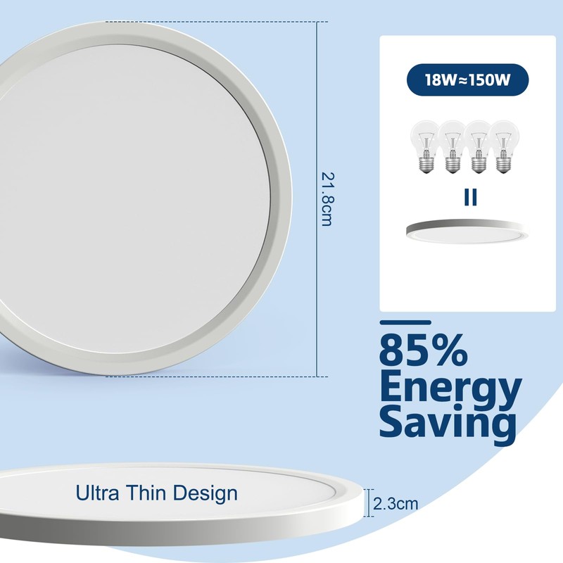 EASY EAGLE LED Ceiling Light, Flat, Round Ceiling Light, 4000