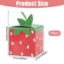 FREEBLOSS 48PCS Strawberry Gift Box Candy Boxes for Present Gifts Cute Wrapping Box Gift Boxes for Birthdays Party Anniversaries, 2" x 3.2"