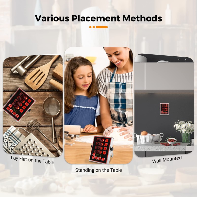 BEAMNOVA 4 Channel Digital Kitchen Timer Cooking Loud Alarm Stainless