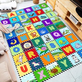 Sejiarep Kids Alphabet Rug，ABC Mat Carpet Toddler Fun Educational Activity - 2' 7" x 4 ' Kids Room Playroom Bedroom Kindergarten Nursery Rugs