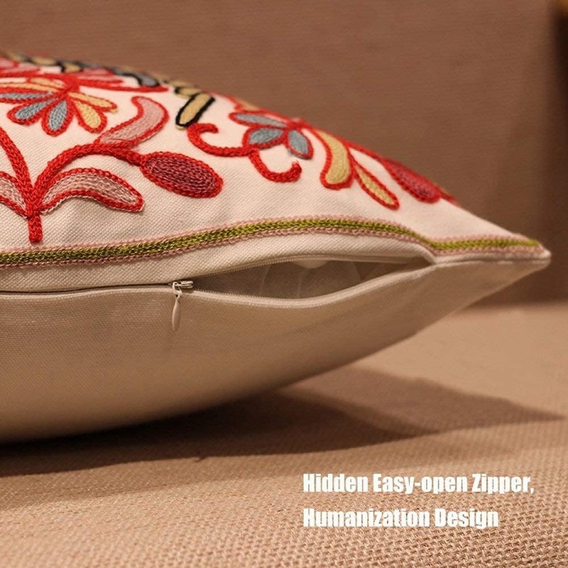 ZUODU Sofa Home Decor Embroidered Fire Phenix Pillow Case Orange