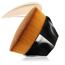 JSBelle Brocha de maquillaje de base, Cepillo Kabuki Flat Top para cosméticos de base (Negro)                                                         