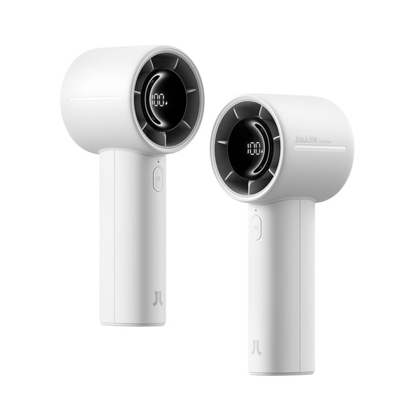 JISULIFE Handheld Turbo Fan, 5000mAh Rechargeable Portable Fans,Up to 28