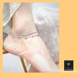 VICKWOOD Tree of Life Bracelet Women's Anklet Stainless Steel up to 30 cm 18K Gold Plating Waterproof Gold/Rose Gold/Silver Gift for Women, Stainless Steel