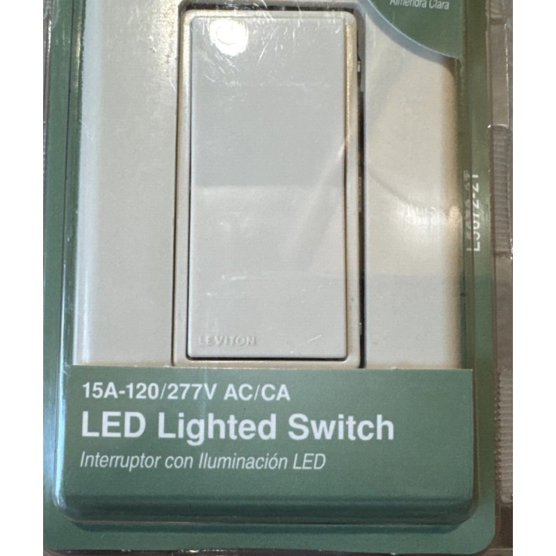 Leviton Lighted Switch - 15A-120VAC - Light Almond No. 5672
