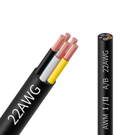 SPTDACSFP 22 Gauge Wire 5 Conductor Electrical Wire, UL2464 22 AWG Wire Stranded PVC Cord, 25FT Tinned Copper Wire Oxygen-Free Low Voltage LED Cable for LED Lamps Automotive