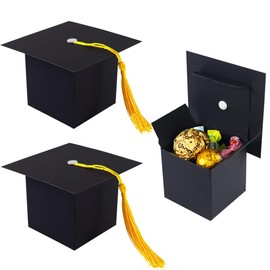 TrlaFy 30Pcs Graduation Cap Candy Boxes Black Graduation Gifts Boxes Graduation Party Favor Boxes with Tassel for Graduation Party Supplies Decorations
