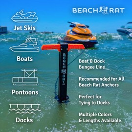 Beach Rat Bungee (1) Boat Anchor Line (2) Dock Line Kit - 7-14' Boat Anchor Bungee & 4-5.5' Dock Line Bungees - Reduces Shock to Anchors, Docks, Cleats & Pylons - Boat Rope That Stretches (Black)