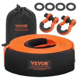 VEVOR Heavy Duty Tow Strap Recovery Kit 3" x 30 ft (MBS-36,000 lbs) Tree Saver Winch Strap, Triple Reinforced Loop & Protective Sleeves & Storage Bag, 3/4" D-Ring Shackles, for Truck Jeep SUV ATV