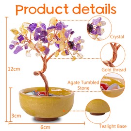 Plstod Chakra Stones Feng Shui Tree, Tree of Life Crystal Tree Crystals, Money Tree, Healing Stones, Gemstones Tree, Desk Feng Shui Decoration, Spiritual Gifts for Women