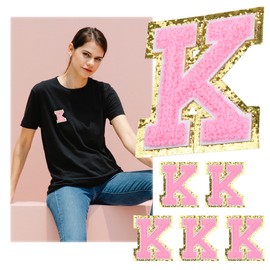Kare & Kind Iron On Letter Patches - K Alphabet Chenille Embroidered Patches - Sew On/Iron for Clothing, Shirts, Uniform, Dresses, Jackets Bags, Hats, DIY, Crafting, Arts, Sewing, Handmade Items